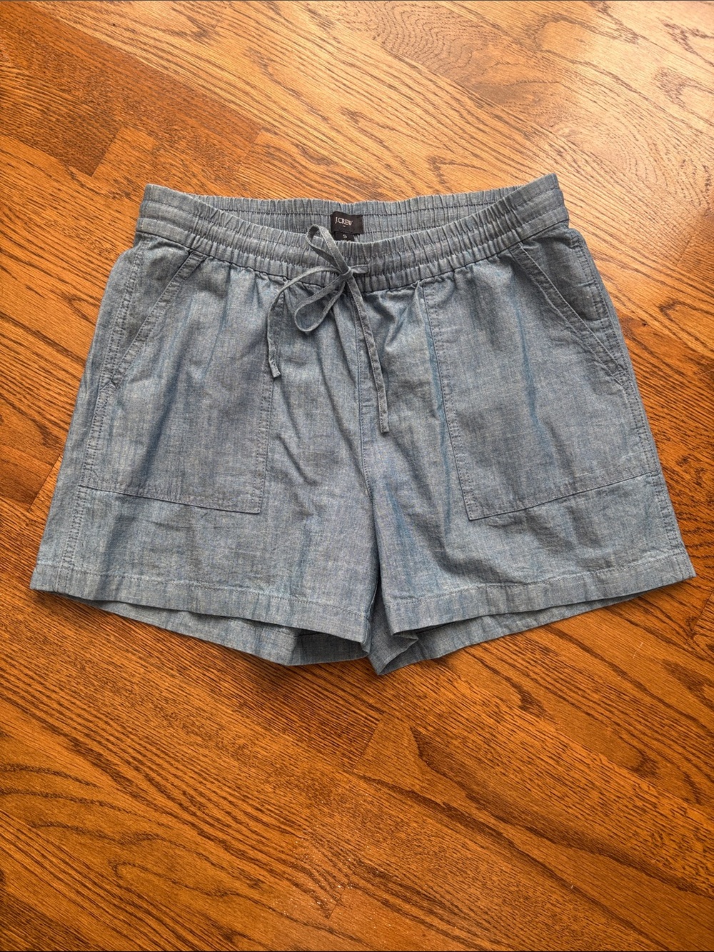J. Crew Factory Chambray Blue Drawstring Shorts